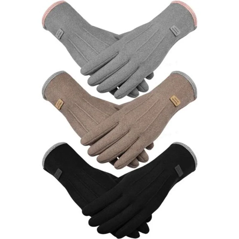 3 Pairs Women's Winter Gloves with Fleece Lining Thermal Touch Screen
